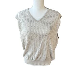 Walter Hagen ivory cream cable knit sweater vest men large silk cotton tennis
